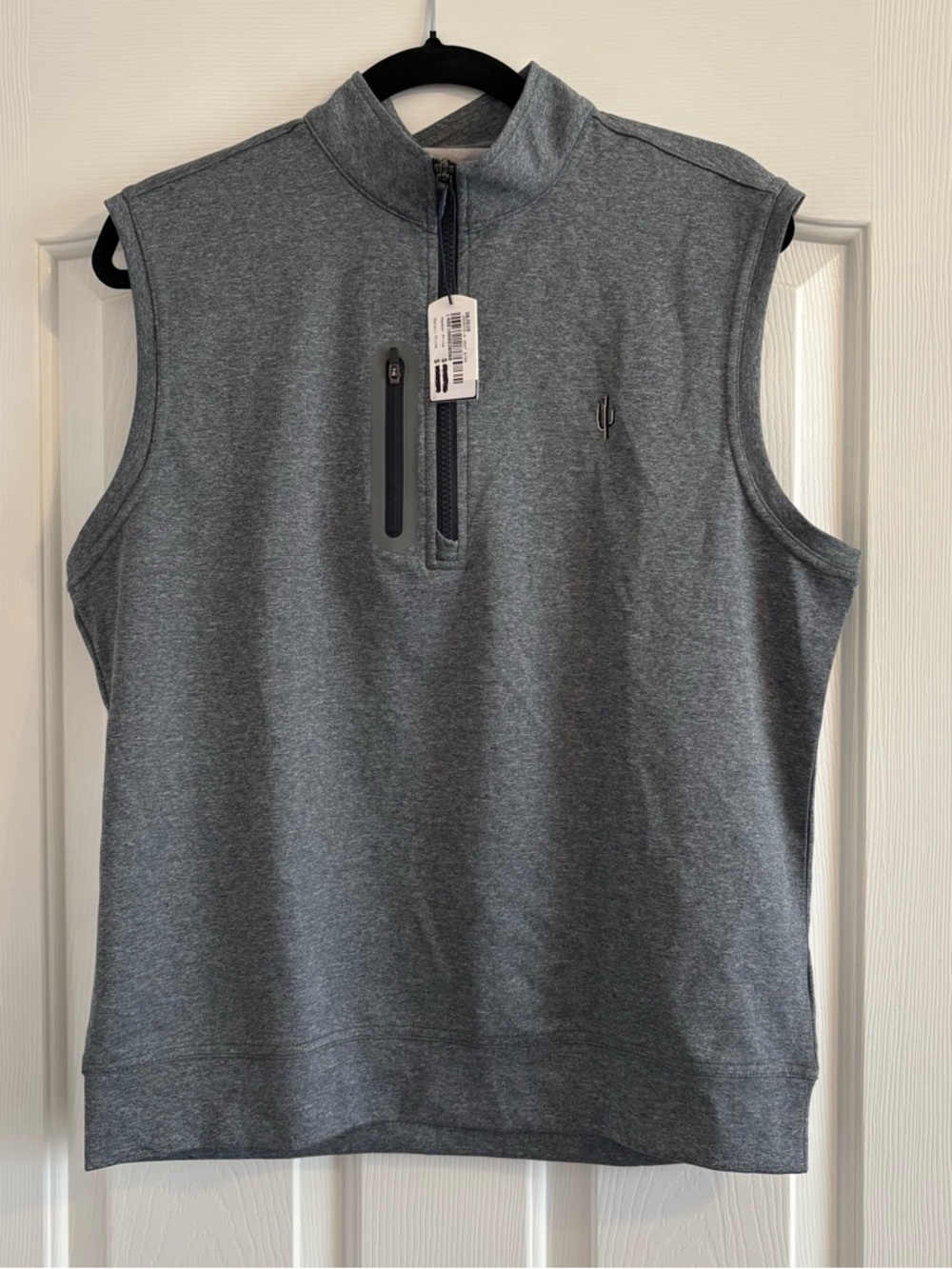 NWT Johnnie-O Men's Grey Sleeveless Quarter-Zip Pullover vest